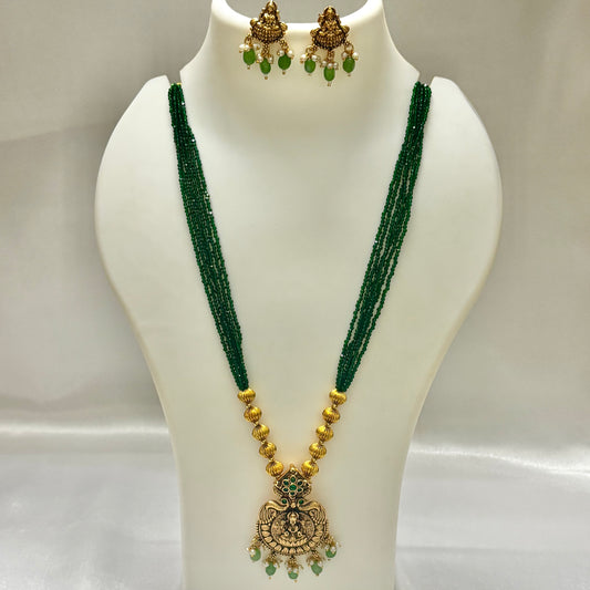 Multilayered Beads Necklace Set Green N_0153