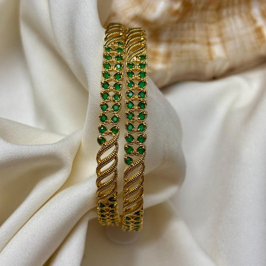 Green Leafy Bangles ( Set Of 2 ) B_0123