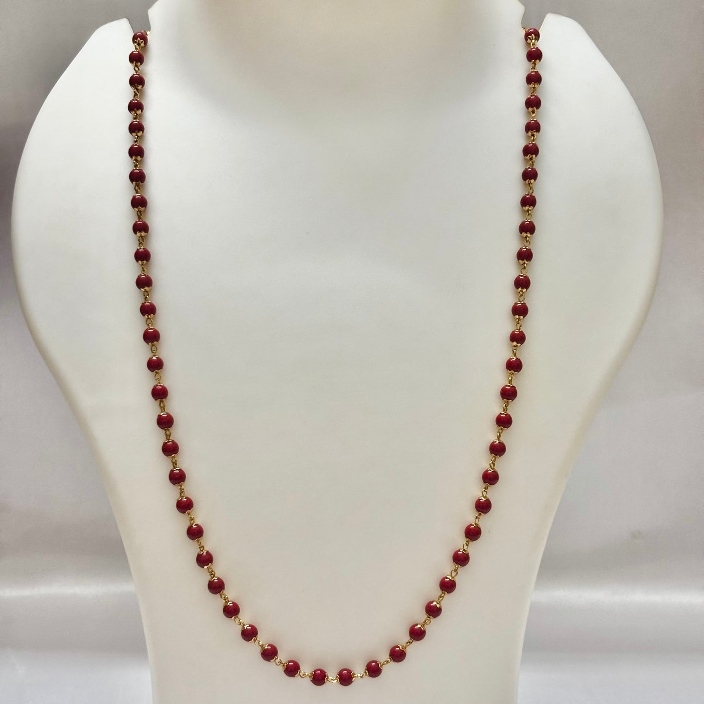Single Layered Beads Red Chain C_0195