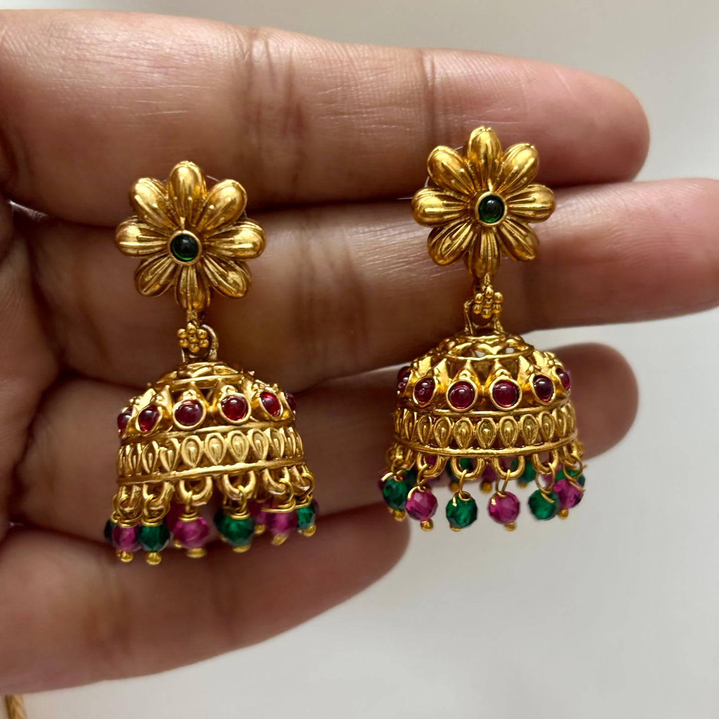 Antique Haram Necklace Set Red Green N_0142
