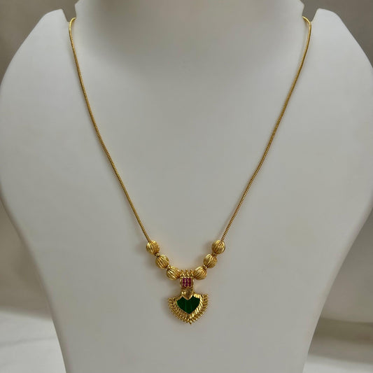 Traditional Palakka Pendant Chain Green C_0152