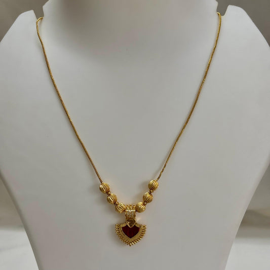 Traditional Palakka Pendant Chain Red C_0153
