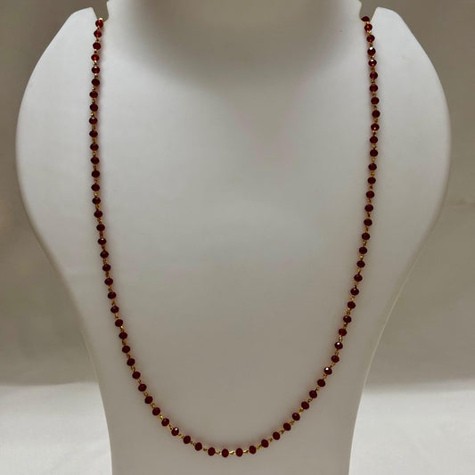 Beads Chain Single Layered Red 24 inch C_0159