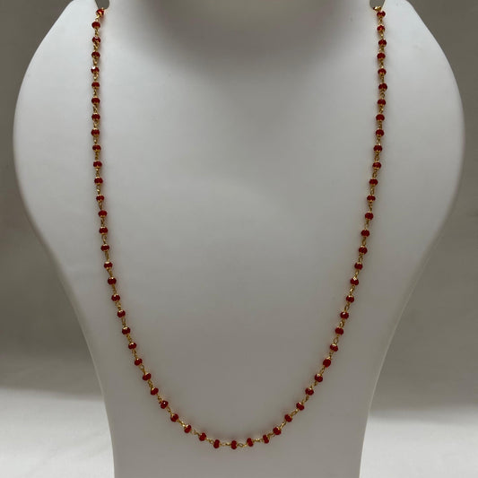 Beads Chain Single Layered Red 24 inch C_0161