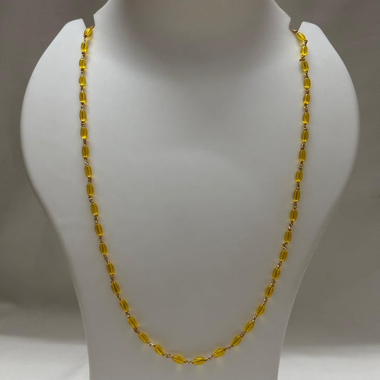 Beads Chain Single Layered Yellow 24 inch C_0166