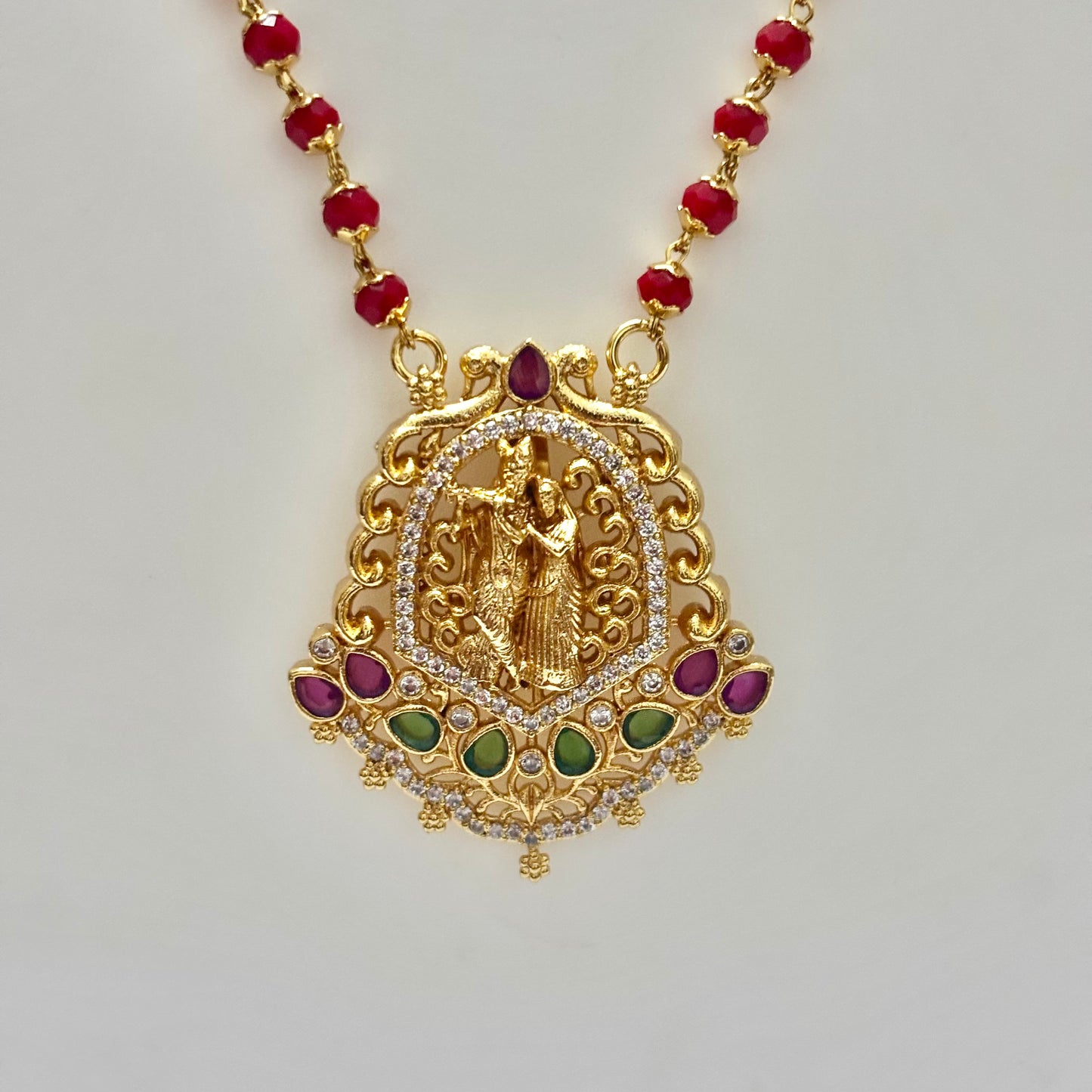 Radha Krishna Pendant Beads Chain C_0189