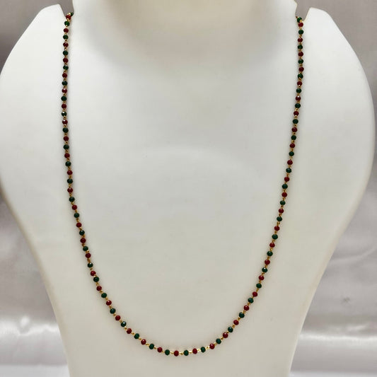 Single Layered Beads Green and Ruby Chain C_0195