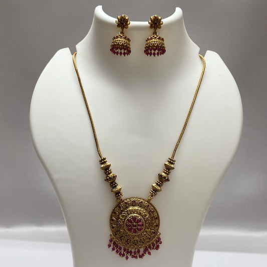Antique Haram Necklace Set Red N_0142