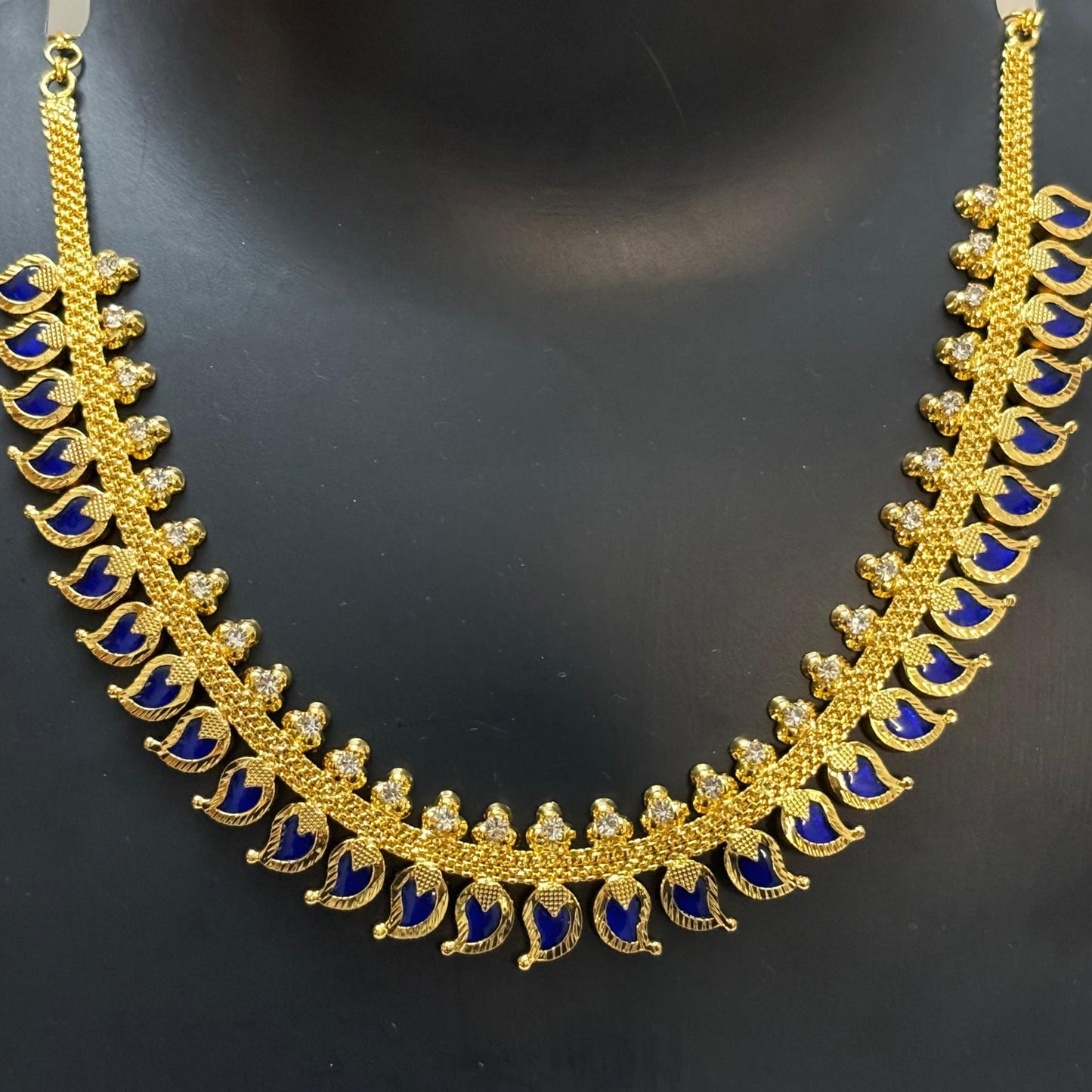 Traditional Kerala Blue Manga Necklace JN001