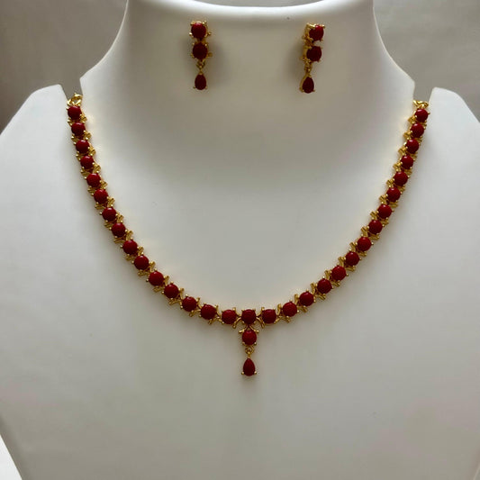 Coral Red Necklace Set N_0113