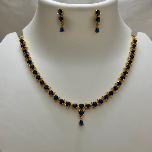 Blue Stone Necklace Set N_0114