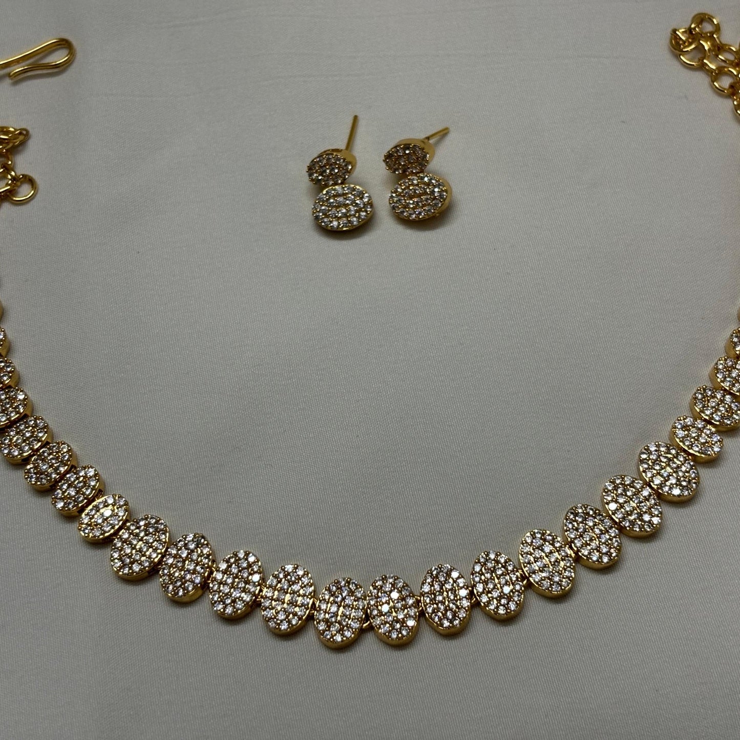 White AD stone Necklace Earring Combo JCB001